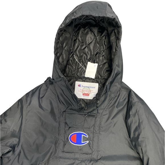 SUPREME X CHAMPION Men’s Black Parka Size Medium - Picture 4 of 8